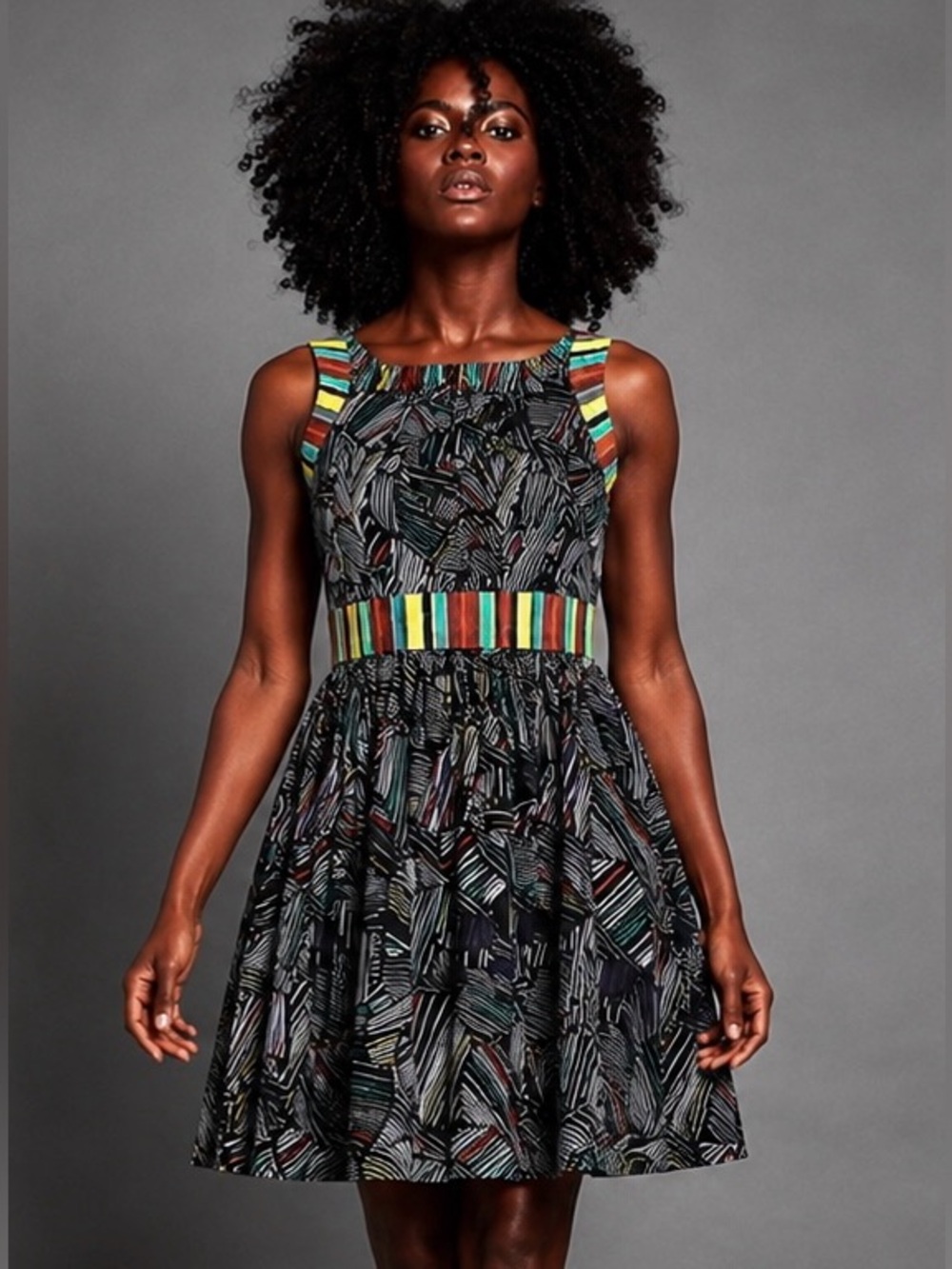 Duro Olowu Print Pleaded Aline Dress